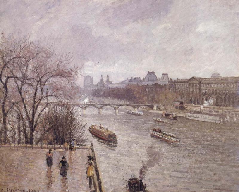 Camille Pissarro The Louvre,morning,rainy weather France oil painting art